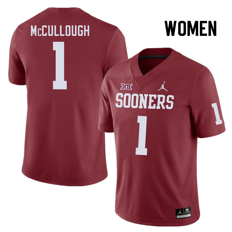 Women #1 Dasan McCullough Oklahoma Sooners College Football Jerseys Stitched-Crimson
